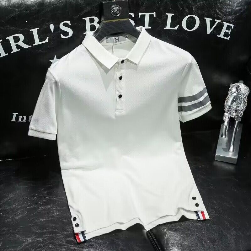 Summer Trendy Men's Short-Sleeve Black Slim-Fit Polo Shirt from Popular Fashion Brands Summer Trendy Men's Short-Sleeve Black Slim-Fit Polo Shirt from Popular Fashion Brands
