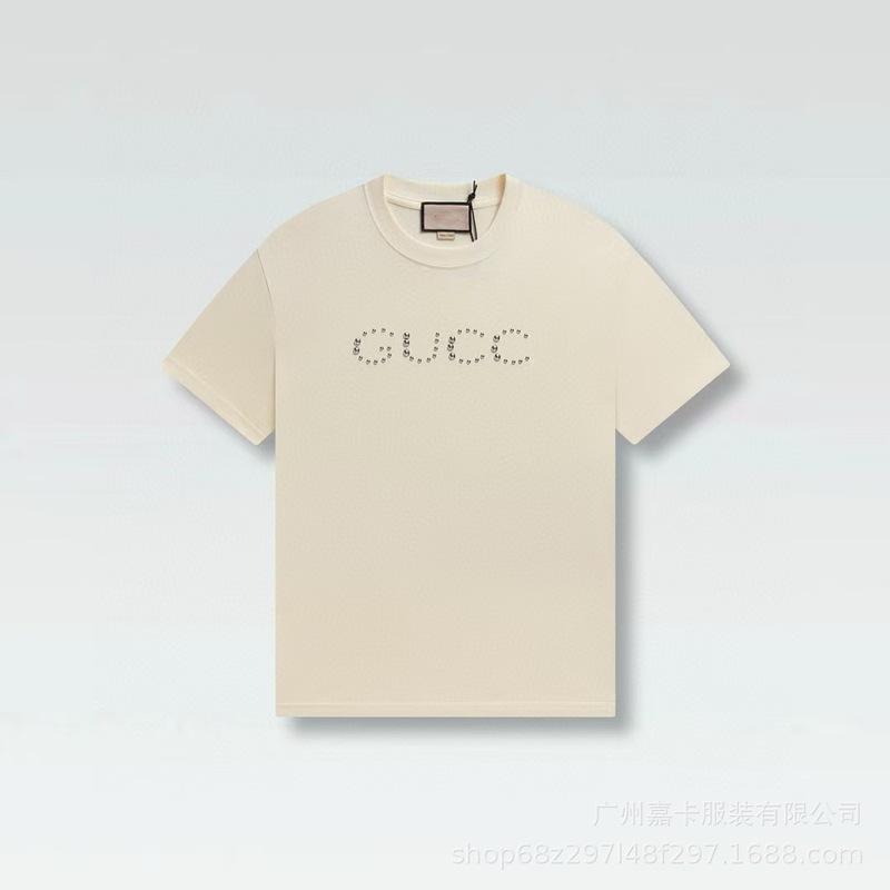 クロスボーダーハイエンドGファミリーTシャツラウンドネックフロントロゴ柄シリーズカジュアル男女同型半袖Tシャツ|undefined