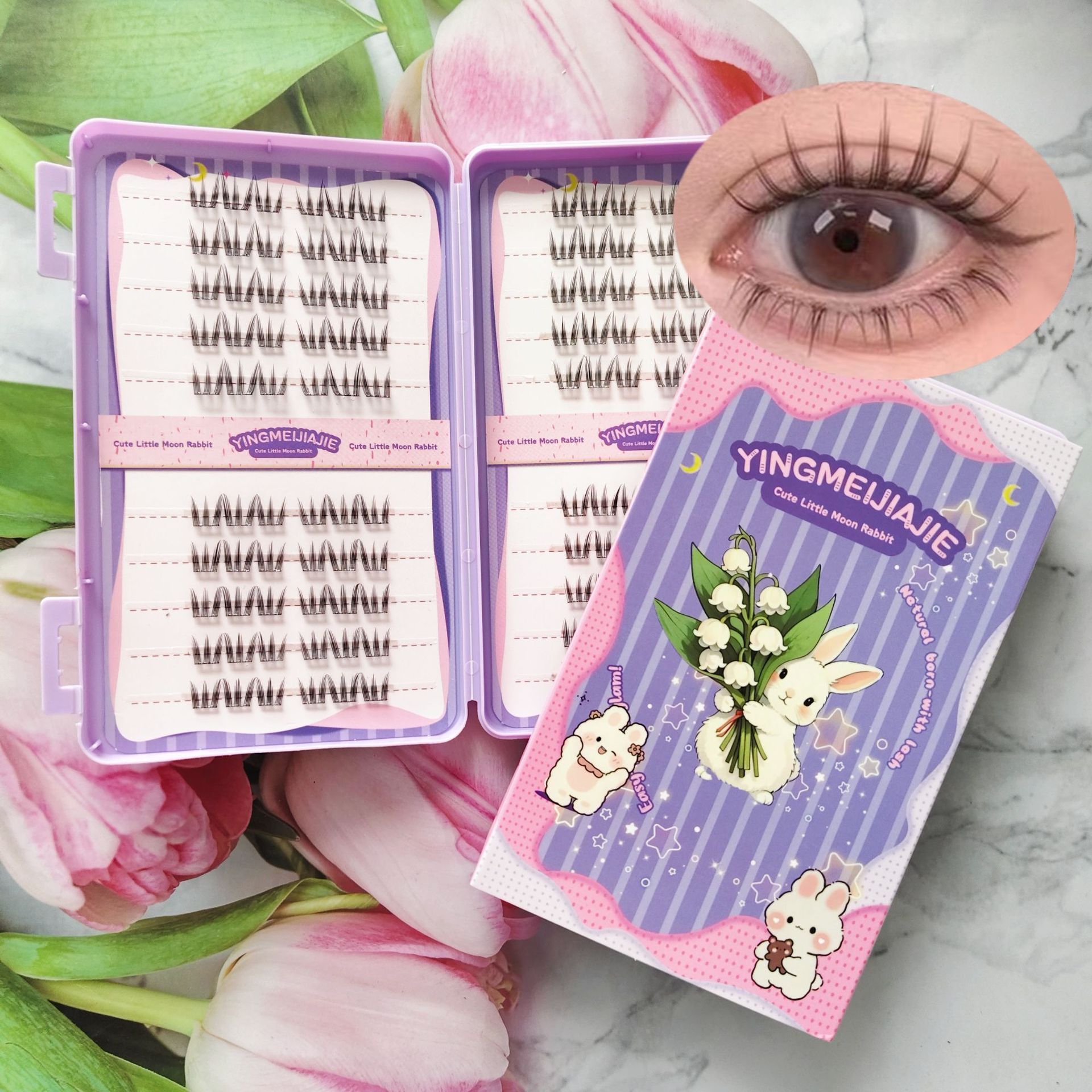 20 filas de paquete de caja de regalo de pestañas falsas transfronterizas, pestañas falsas densas, pestañas falsas sin pegamento.