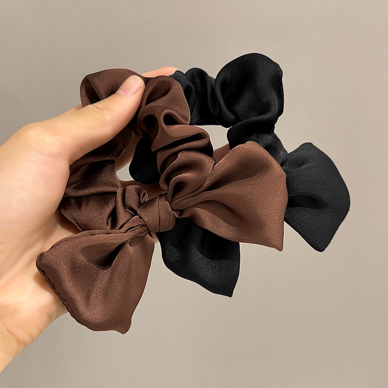 8g Weight Hair Tie Hair Accessories Type 1 Piece Quantity Holiday, Daily Occasion satin Material Solid Color, Bow Knot Pattern Women's Gender Sweet, Simple Style Style Women's Sweet Simple Style Solid Color Bow Knot Satin Hair Tie 3