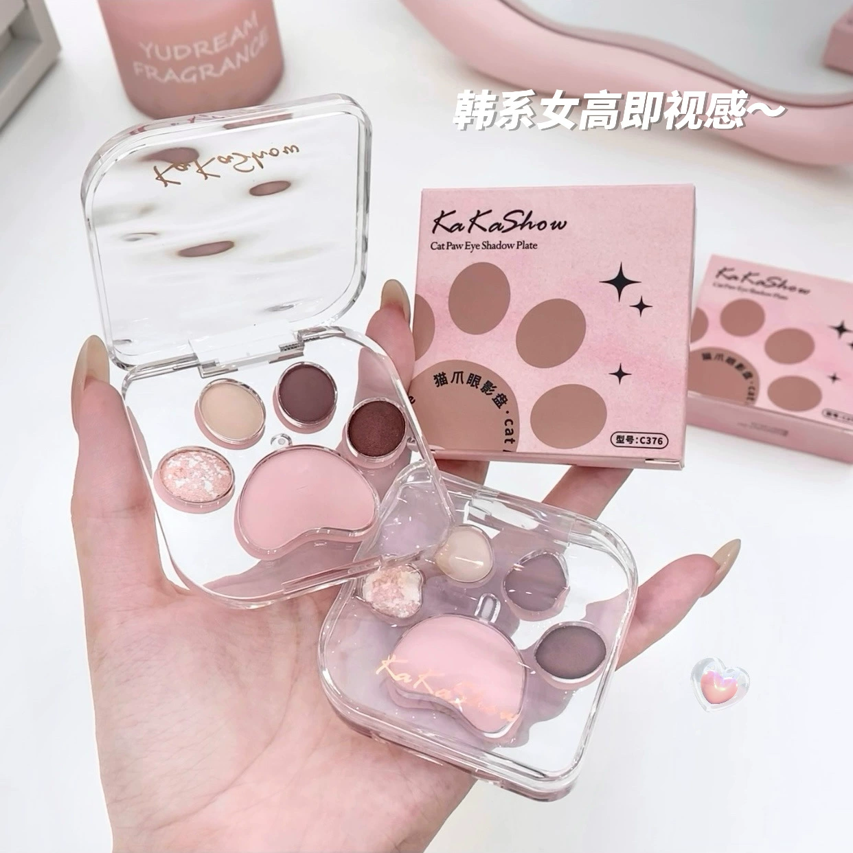 Палетка теней для век Kakashow Cat Claw Eye Shadow Disk Pearl Matte Delicate Powder Fine Korean Fragrance Calelin Blush Integrity