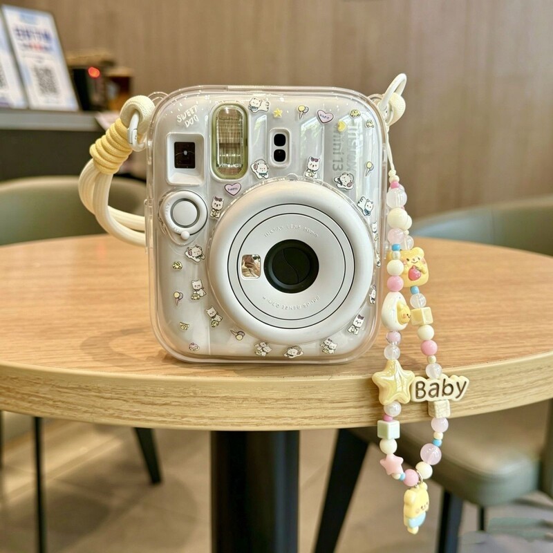 Polaroid Transparent Instax Case Mini13/Mini8 Crystal Protective Hard Case Camera Chain