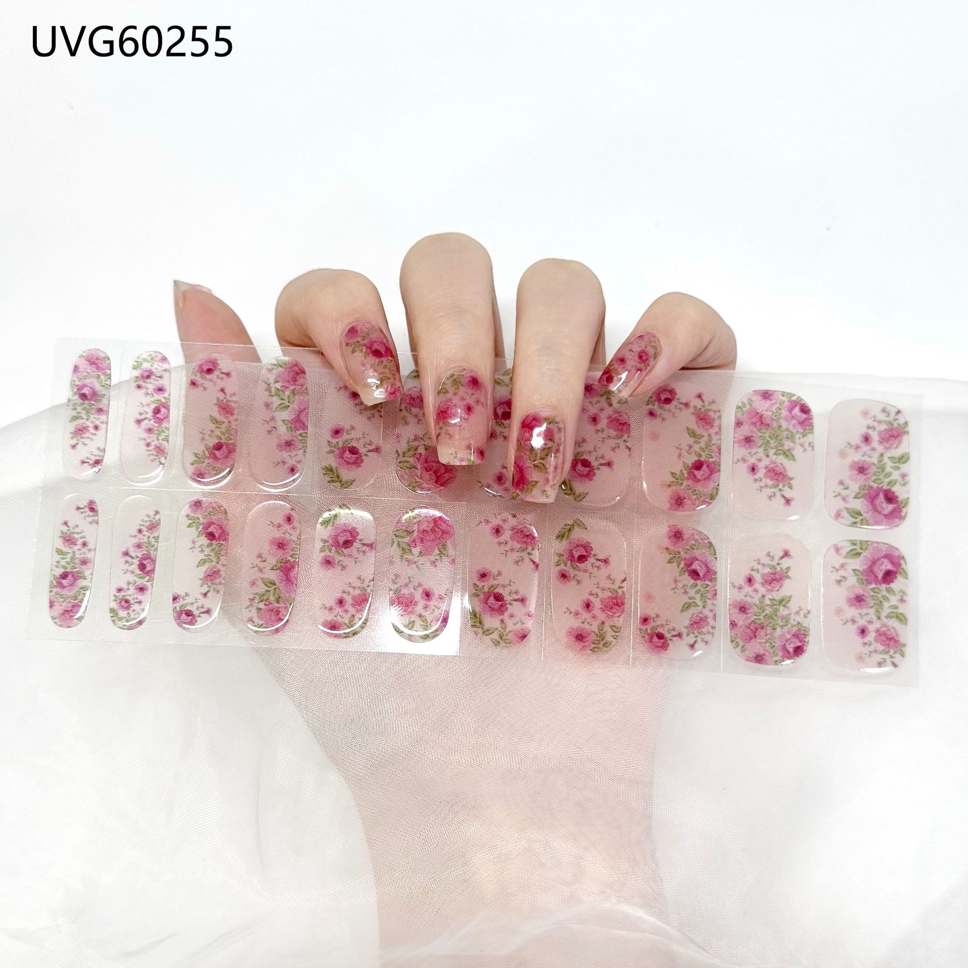 Pegatinas de uñas de gel UV transparentes efecto hielo, semicuradas, con lámina dorada, fototerapia, efecto película de aceite