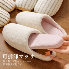 日式静音防水底居家用室内月子棉拖鞋女四季防滑软底地板棉拖鞋男