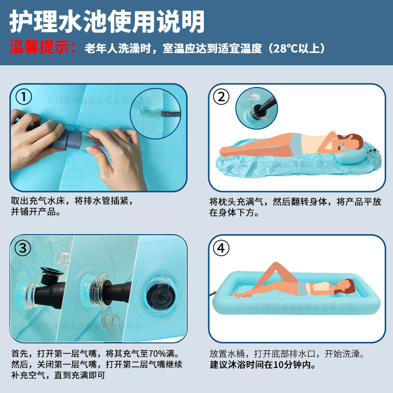 スポット高品質PVC空気入れ浴槽寝たきり老人ベッド入浴池看護師が障害者ベッド入浴を世話する|undefined