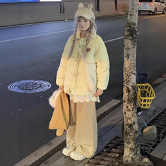 浅蓝色面包服外套女宽松百搭加厚甜美漂亮可爱小个子加厚保暖棉衣