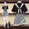 Real shot 2021 summer new pattern Large Fat sister grace leisure time fashion Show thin Denim skirt suit