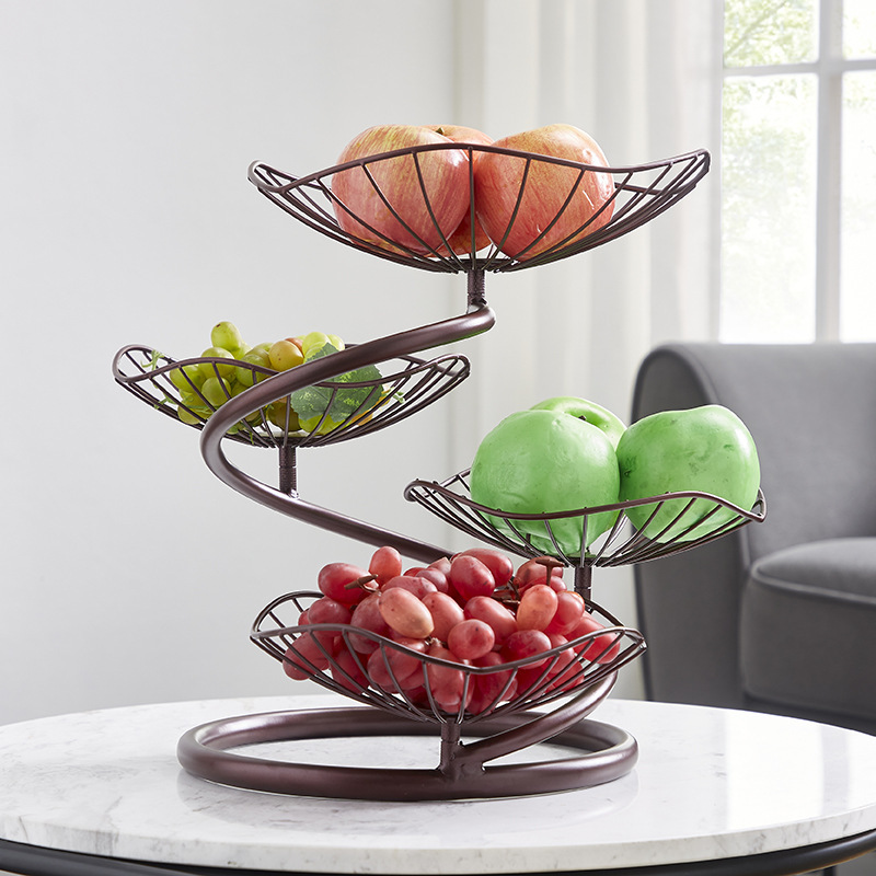 Plato de frutas de hierro forjado gancho de plátano sala de estar casera canasta de frutas de lujo ligera mesa de comedor dulces bocadillos plato