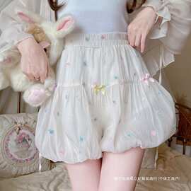实价彩色立体小糖豆软妹花苞裤温柔甜妹纯欲蝴蝶结日系仙女感短裤