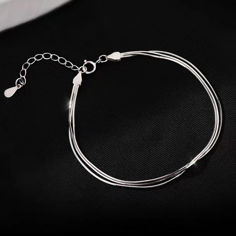 SL013-Silver-multilayer 뱀 발찌