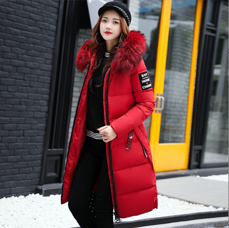 2025 nuevo otoño e invierno abrigo de algodón delgado de estilo coreano para mujer de longitud media de moda cuello de piel grande abrigo de algodón grueso para mujer