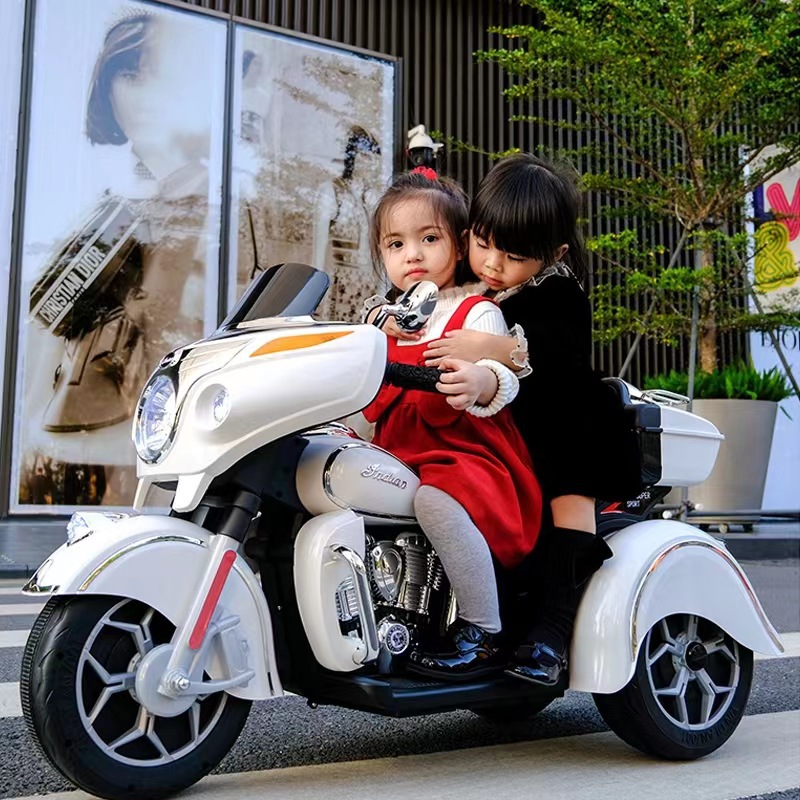Motocicleta eléctrica de los niños padre-niño de tres ruedas niño doble unidad cochecito niños doble coche de juguete recargable puede sentarse