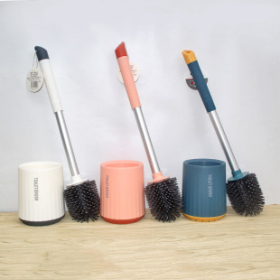 Household Hole-free Long Handle Cleaning Brush Toilet Wall Hanging Hollow-free Soft Rubber Toilet Brush with Base