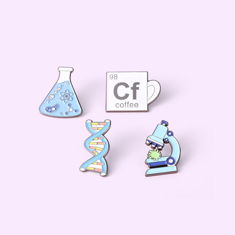 European And American New Chemical Biological Alloy Brooch Creative Cartoon Microscope Cf Cup Dna Modeling Paint Badge display picture 7