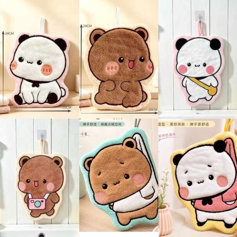 Yibubu Hanging Hand Towel, Cute, Absorbent, Quick-Drying, Thickened, Multi-Use Bathroom Towel, Kitchen Handkerchief, Wholesale Yibubu Hanging Hand Towel, Cute, Absorbent, Quick-Drying, Thickened, Multi-Use Bathroom Towel, Kitchen Handkerchief, Wholesale