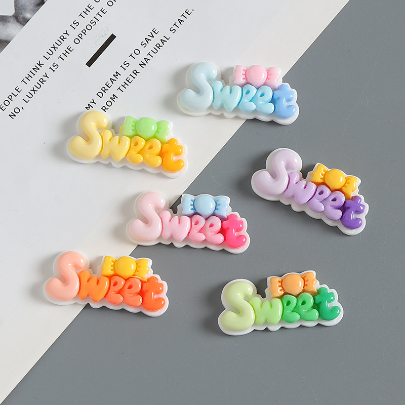 漫画グラデーションSweetアルファベット樹脂アクセサリーdiy手作りクリームゴム携帯ケースヘアクリップアクセサリーステッカー材料|undefined