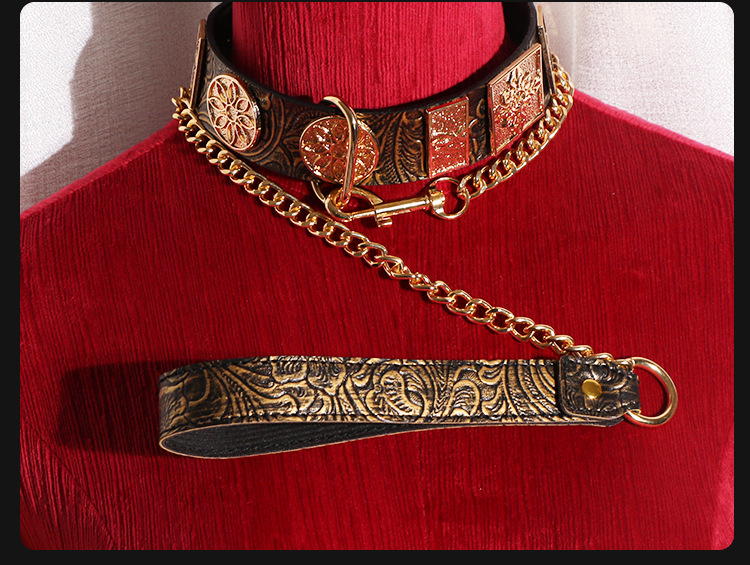 Jiuai SM Collar with Flying Fish Chain Set, Metal and Leather Bondage Kit for Couples — detail image 29
