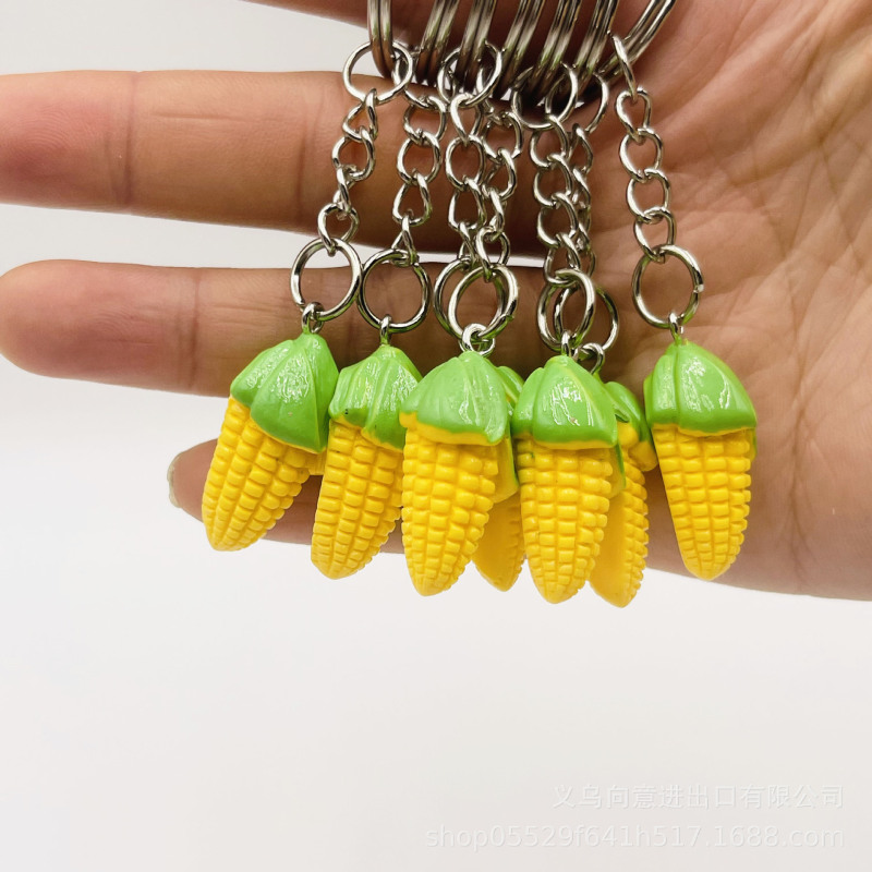 創意シミュレーションのトウモロコシのキーチェーン樹脂野菜の食べ物遊びのキーホルダー|undefined
