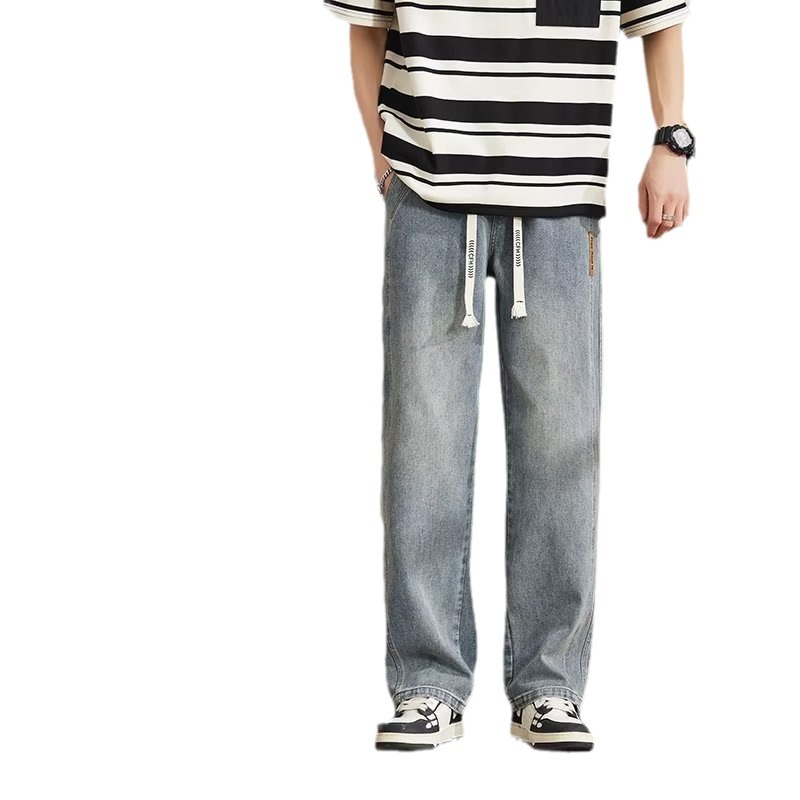 Jeans hombres 2024 marca de moda de primavera y otoño pantalones largos retro americanos de todo fósforo pantalones casuales rectos sueltos