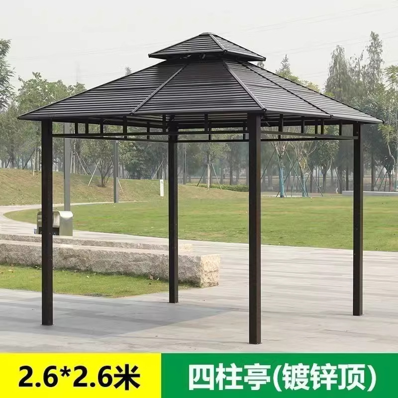 pabellón al aire libre techo galvanizado pabellón de cuatro pilares patio jardín terraza ocio sombrilla gran cobertizo