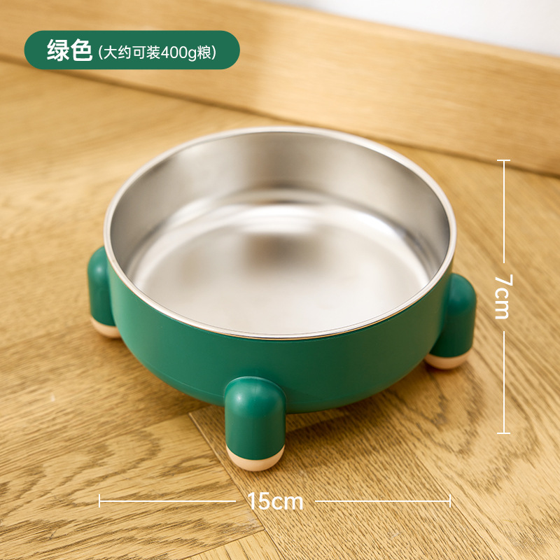 Tazón para perros de acero inoxidable para mascotas Tazón de comida antideslizante de cuatro patas Tazón para mascotas anti-volcado Sin mentón negro Tazón para gatos de patas altas Spot