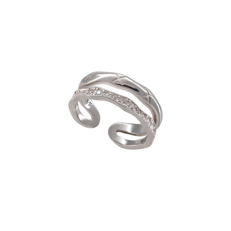 Multi-Layer Stacked Rings For Women Wave Inlaid Diamond Star Design Sense Ring Niche Light Luxury Ins Versatile_voghion.com