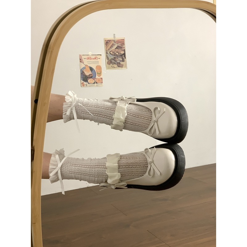 甜酷蝴蝶结小皮鞋女2025新款春季日系jk厚底浅口英伦风玛丽珍单鞋|undefined
