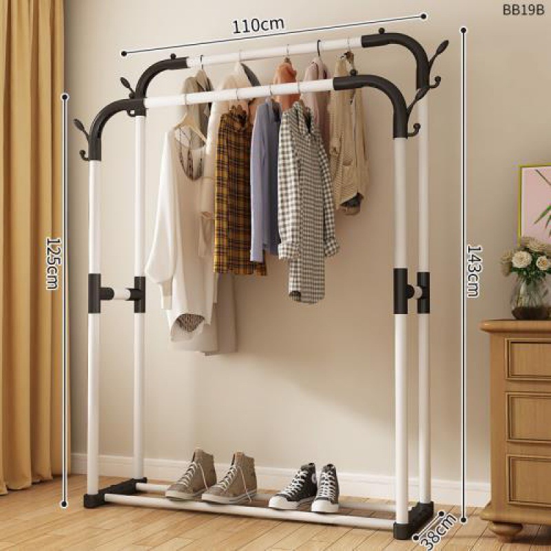Percha de gorras percha de ropa interior del dormitorio percha de ropa de doble varilla percha de secado percha de ropa de piso percha de almacenamiento de ropa móvil conveniente
