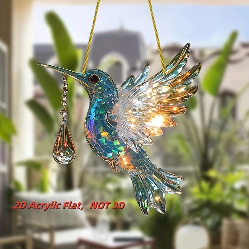 Acrílico transfronterizo plano colibrí colgante para automóviles colgante decoración del hogar colgante espejo retrovisor