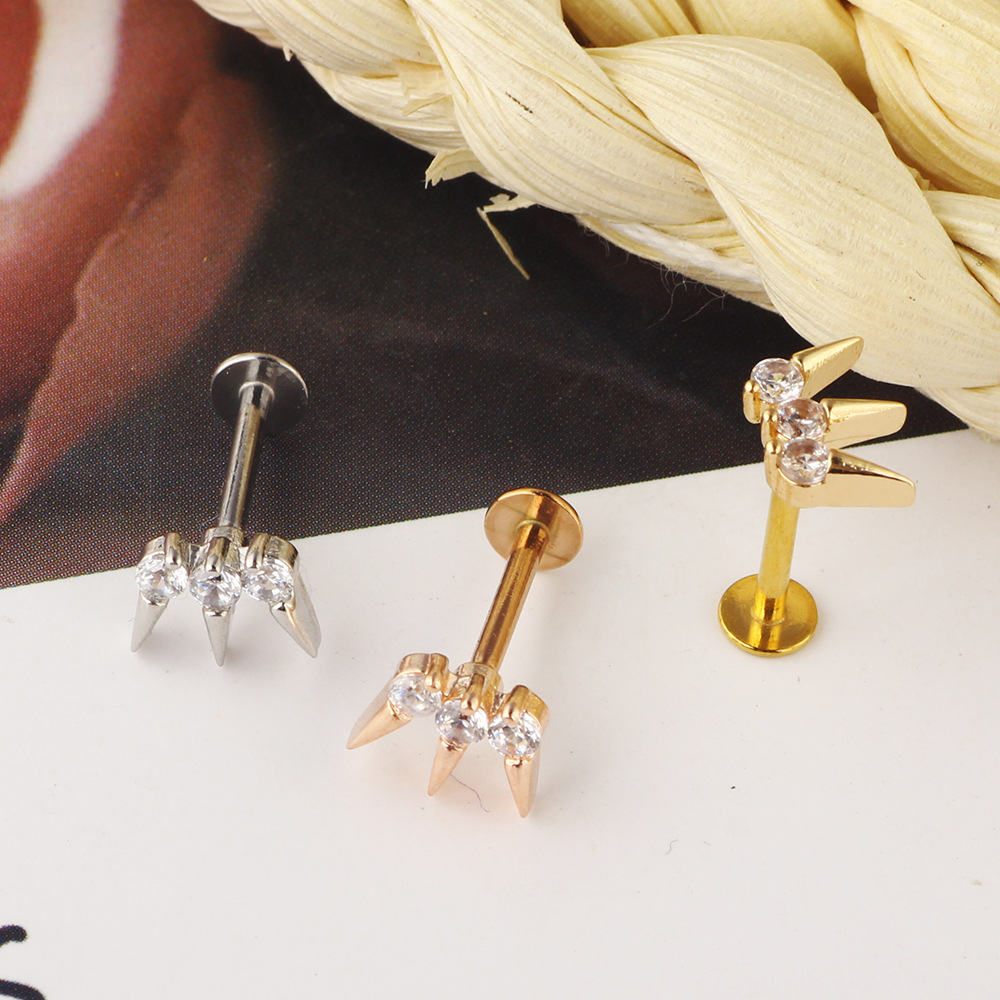 Simple Style Geometric Stainless Steel Zircon Ear Studs 1 Piece