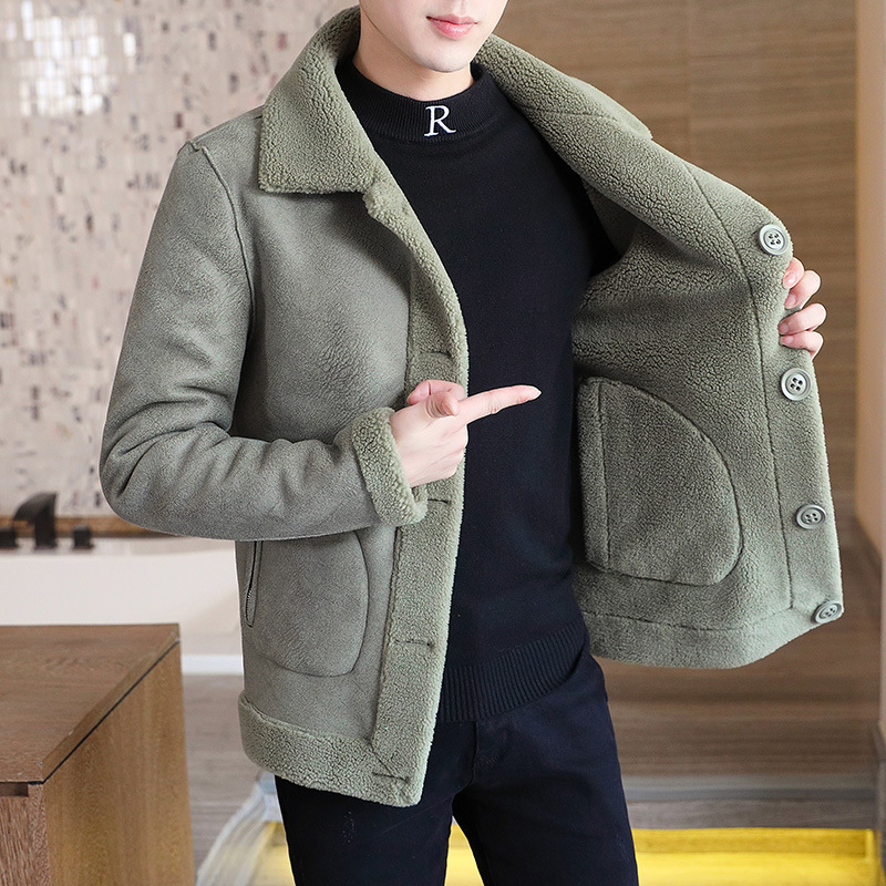 Winter new men's fur one-piece double-sided wearing lamb wool jacket fashionable lapel with thick velvet top_voghion.com