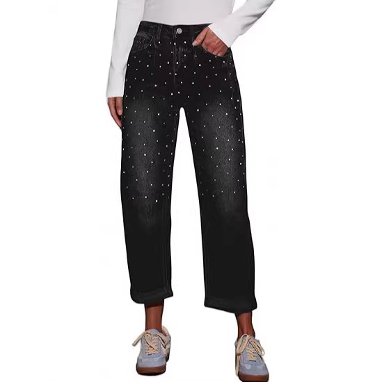 European and American 2025 New Products Amazon Cross-Border Foreign Trade Summer Casual Slim-Fit Jeans for Women, Slim-Fitting Butt-Lifting Long Pants for Women