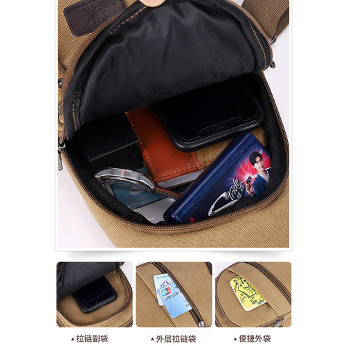 【Bestselling Entity】Multi-layer Multi-pocket Large Capacity Convenient Men's Chest Bag Canvas Durable Cross-body Front Bag