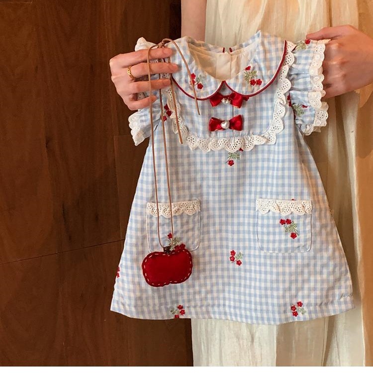 Little Mumu Girls Plaid Vest Dress Summer Dress 2025 New Children's Dress Baby Girl Fashionable Princess Dress