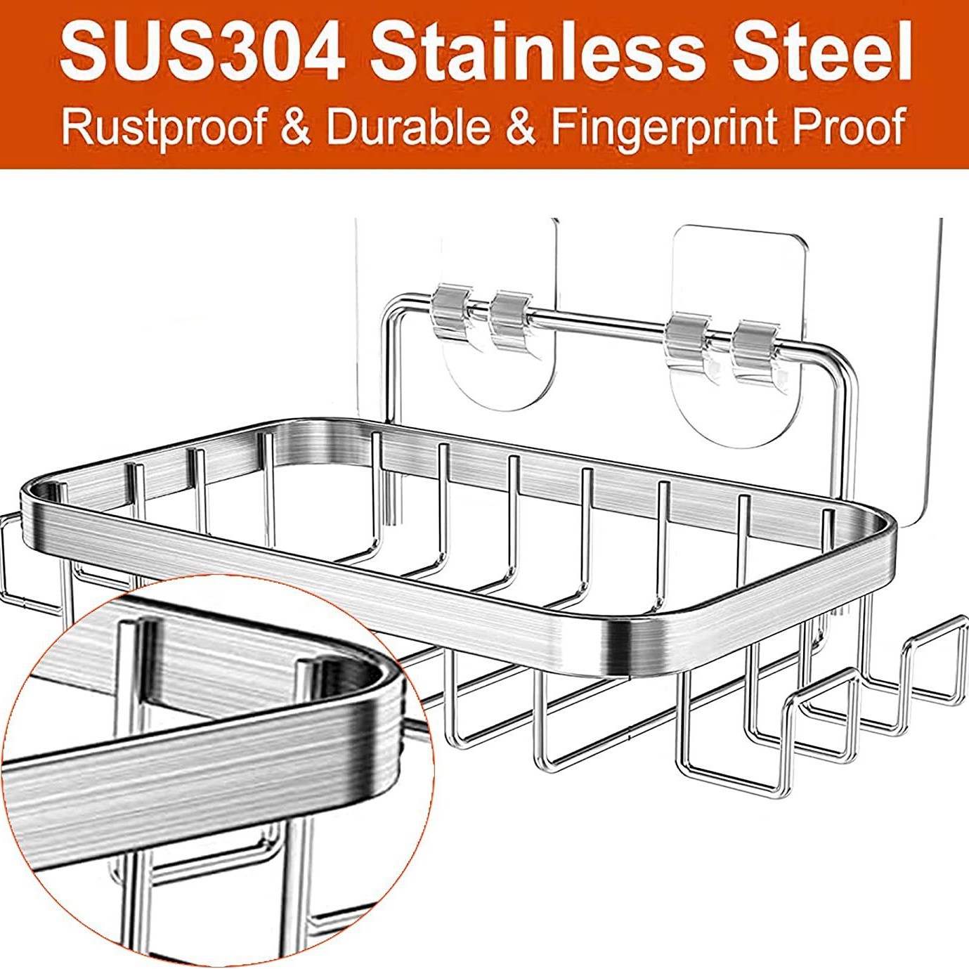 Acero inoxidable 304 jabón rack ponche-libre baño montado en la pared rack ventosa caja de jabón de pared estante de almacenamiento de lujo