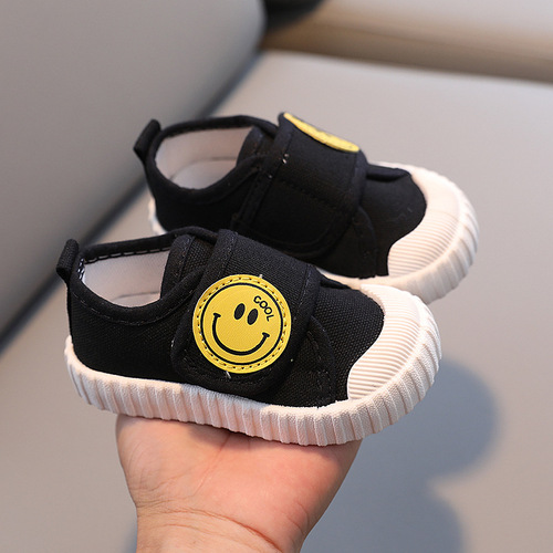 Solid Soft Bottom Baby Shoes Boys and Girls Breathable Canvas Shoes Non-Slip Toddler Shoes Velcro Single Shoes Children's Casual Shoes
