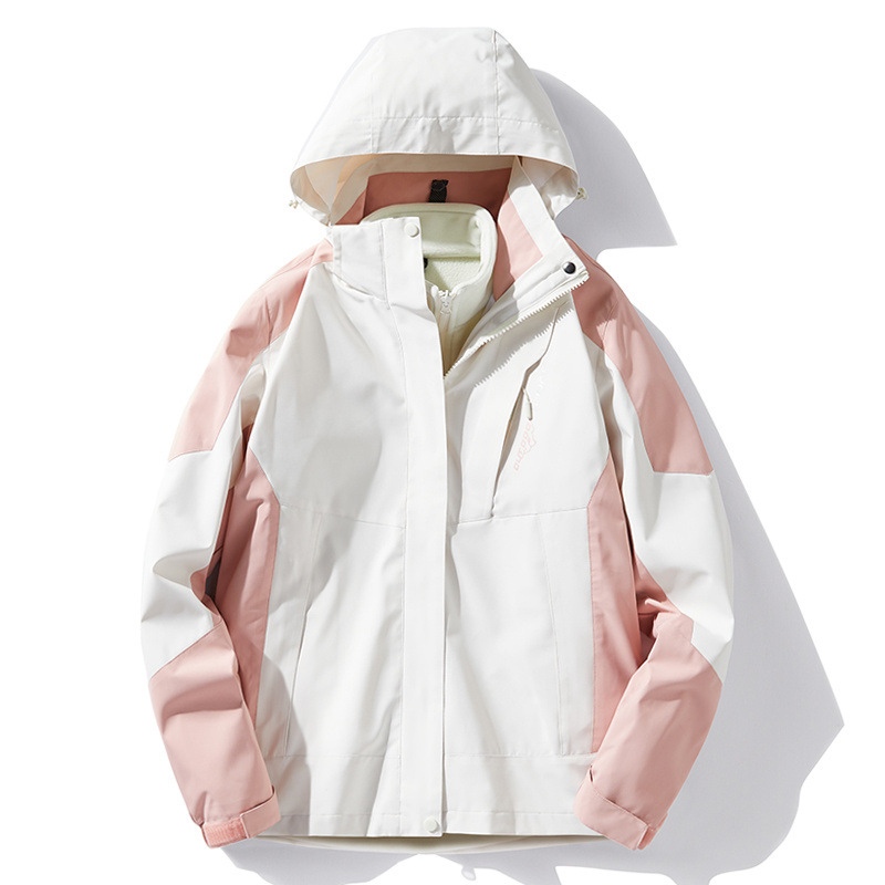 Chaqueta Impermeable de Exterior de Poliéster, Impermeable, Capucha desmontable, para Actividades al Aire Libre