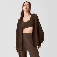 高品质 alo原标  休闲百搭针织长袖开衫毛衣女秋冬V领外套