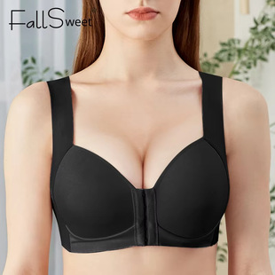 Women's Bra Large Cup Thin Cup Glow Adjustable Women's Front Buckle Type Non-Mark Comfortable Back Support Bra