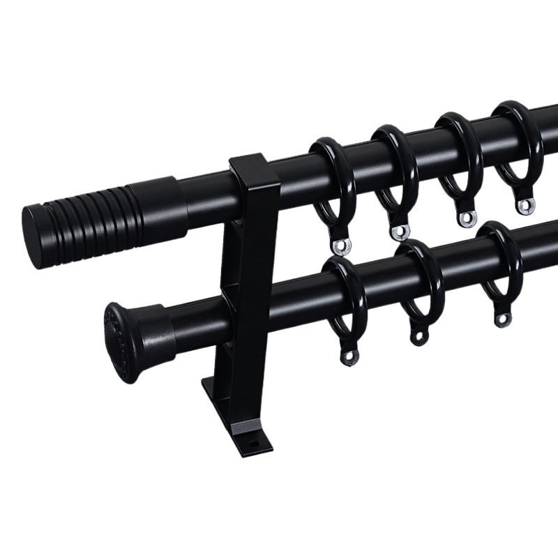Transfronterizo Nórdico espesado de aleación de aluminio mudo varilla romana negro blanco simple cortina varilla única varilla doble barra de montaje lateral