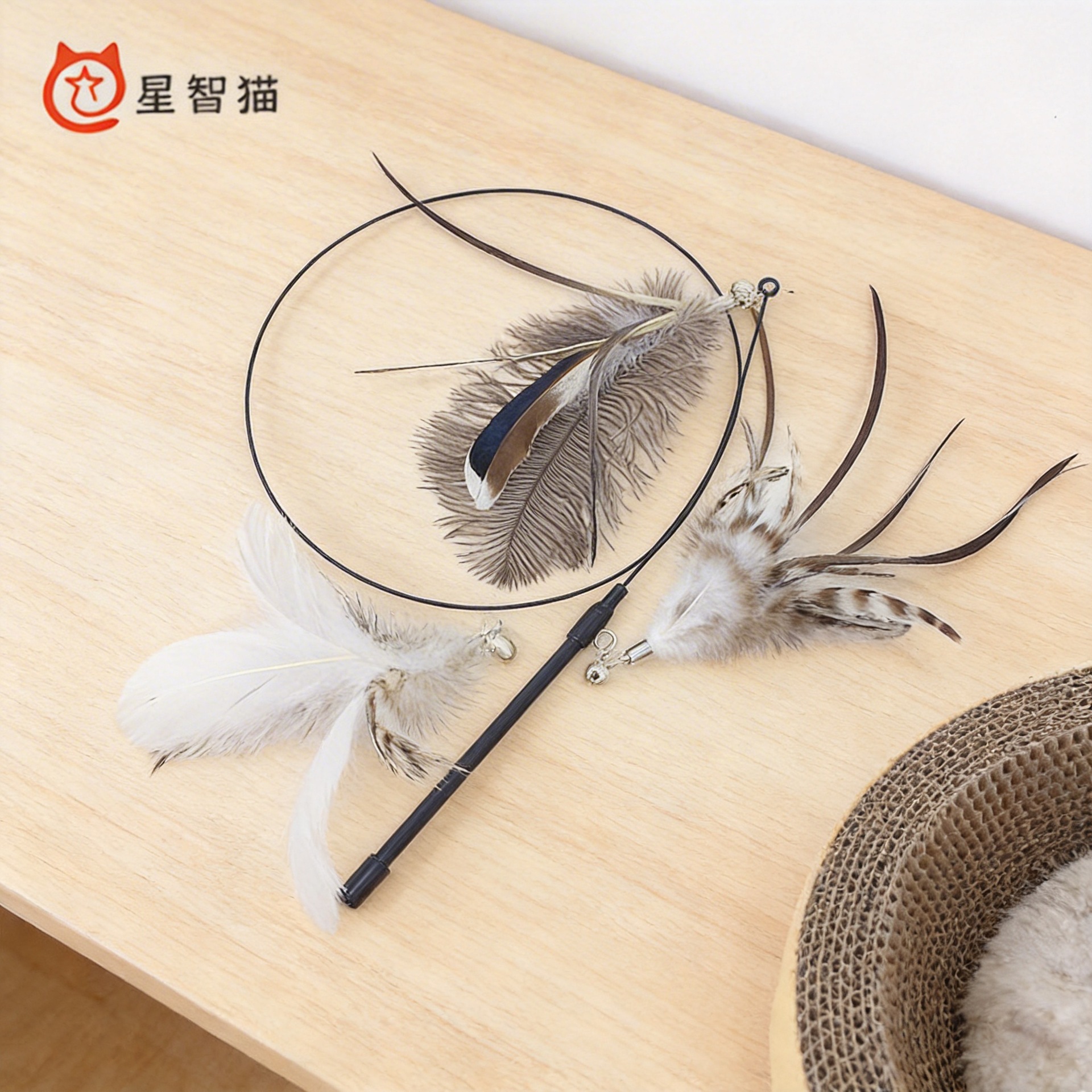 Xingzhi Cat Tease Stick Wholesale Long Rod Feather Steel Wire Bell Bite Resistant Self-Hi Rod Feather Replacement Head Tease Cat Artifact