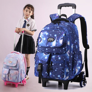 Trolley Schoolbag Primary School Girl Grade Three to Grade Six Boy Waterproof Gradient Large Capacity Detachable Backpack Cross-Border