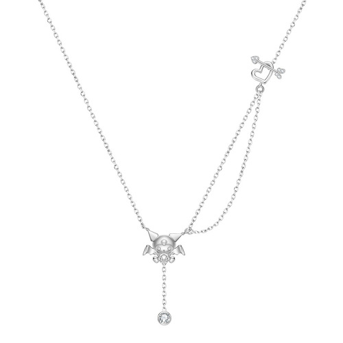 ZGO Zhenggang Sanrio Kurome 925 Silver Necklace Women's Light Luxury Niche Sweater Chain Cool Girls Birthday Gift