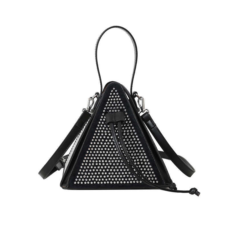 Bolso de hombro transfronterizo para mujer, tendencia de moda con diamantes, personalidad, triángulo, zongzi, bolso, bandolera de cadena de todo fósforo de estilo occidental