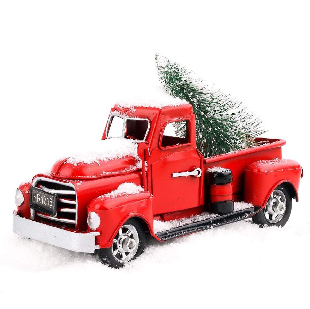 アマゾン越境レトロレッドトラック装飾メタルミニカー模型鉄製置物クリスマスデコレーションギフト
