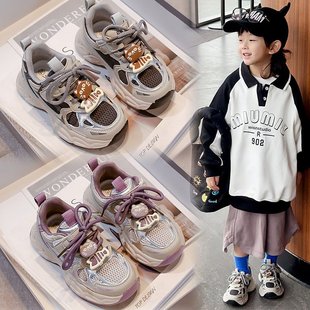 Girls sneaker 2025 Spring New Children's Mesh Torre Shoes Large Children's Running Shoes Girls Soft Bottom Fashion Brand