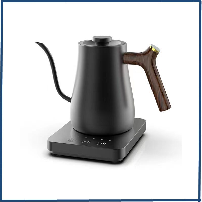 Coffee Pot Manufacturer Orders Cross-Border Wholesale Thin Mouth Electric Gooseneck Pot Hand-Brewed Coffee Digital Wood Grain Water Transfer Printing