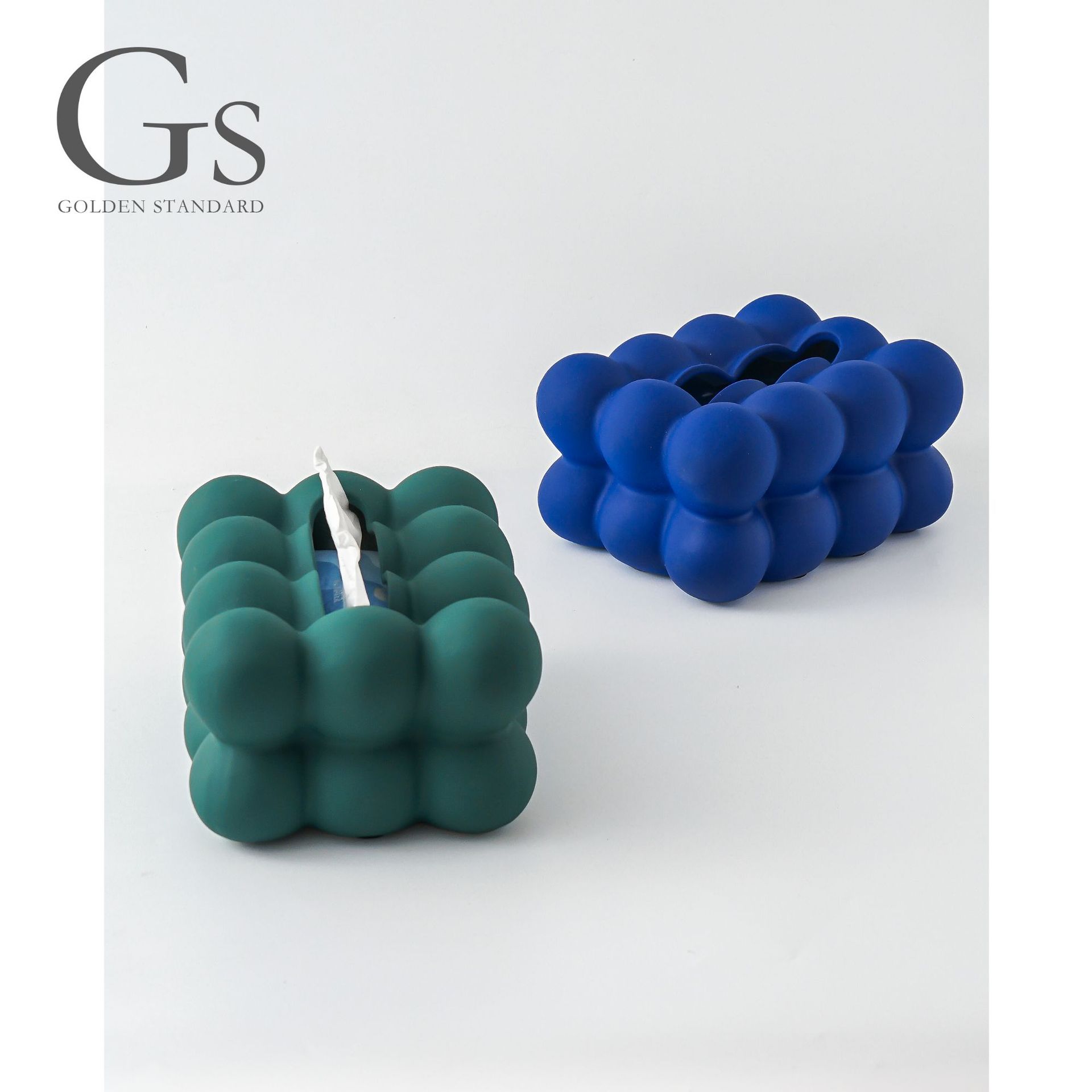 北欧風マシュマロセラミックティッシュボックス、クリエイティブなリビングルームのコーヒーテーブル装飾、軽奢なティッシュボックス飾り