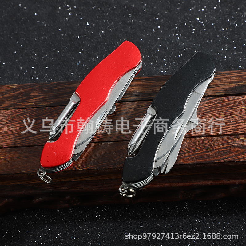 厂家直供瑞士军刀功能迷你铝柄小刀折叠不锈钢随身户外携带水果刀