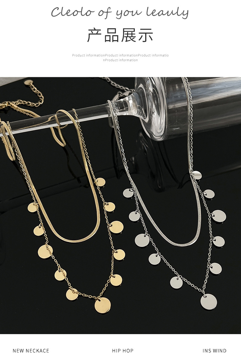 Mode Geometrisch Runden Rostfreier Stahl Vergoldet Keine Intarsien Halskettepicture1